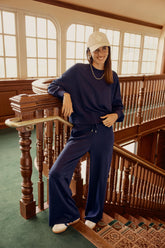 Navy Wide Leg Comfort Stretch Finn Pants